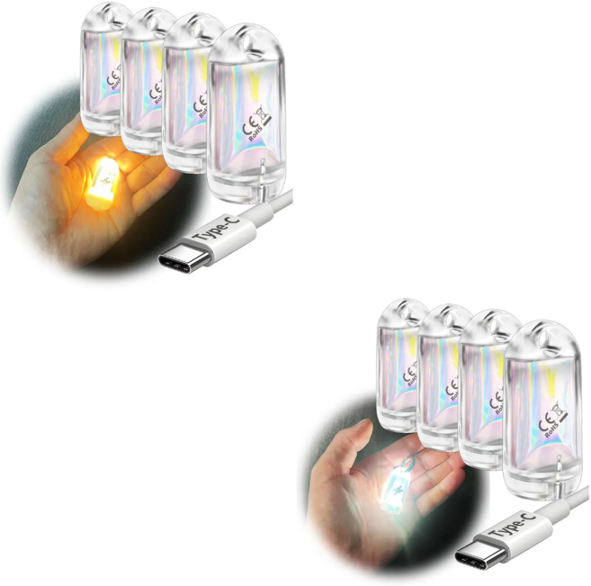 Dokeep 두킵 미니 랜턴 LED 캠핑조명 초경량 손전등 USB-C 타입 4개세트 2색, 6000K(주광색)