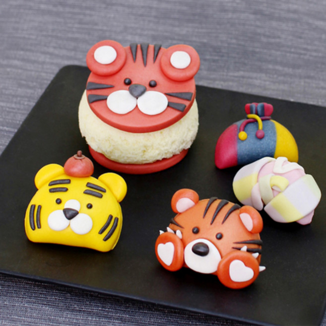 신년 쌀이랑 놀자 행복 호랑이 쌀카롱쿠키 만들기 새해 베이직 키트 DIY, 1세트, 단품
