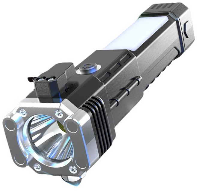 차량 비상탈출 망치 LED 다용도 랜턴 손전등 캠핑랜턴 작업등 생존 손전등 충전식 차량용 안전망치, 1개, 상세페이지 참조