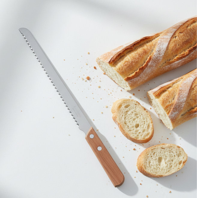 마요미 빵칼 바게트 칼 케이크칼 브런치, 1개, 우드