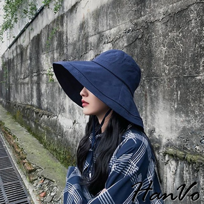 HanVo 氣質大帽簷遮陽帽 日系韓版防曬帽 女生戶外帽飾