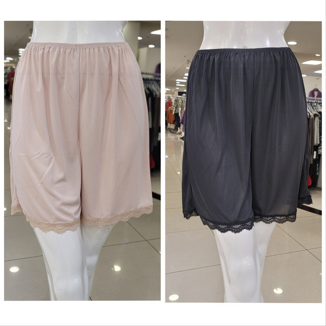 3층비비안)실크감촉으로 레이스포인트 슬립형 5부 속바지 2매세트HS5560(2컬러)