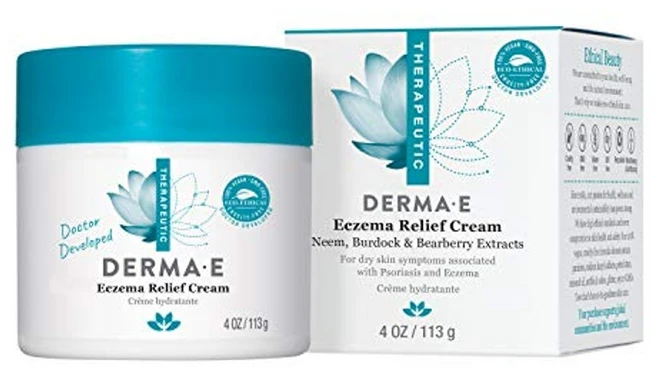 DERMA E 더마이 습진 완화 크림 천연 가려움 완화 각질 제거 비늘 모양 건조 피부 진정 항산화 국소 건선 Eczema Relief 113g, 1개 - 쿠팡