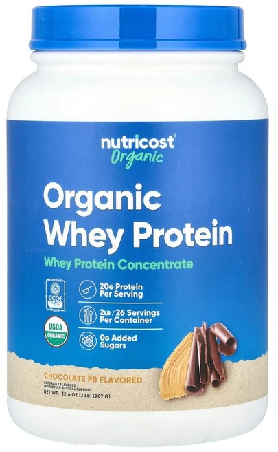 Nutricost 유기농 유청 단백질 초콜릿 PB 907g(2lb) Nutricost (뉴트리코스트), 907 g - 쿠팡