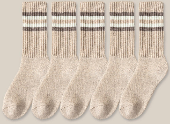 에쉬울프 남성용 라인 기모 방한 양말 5켤레