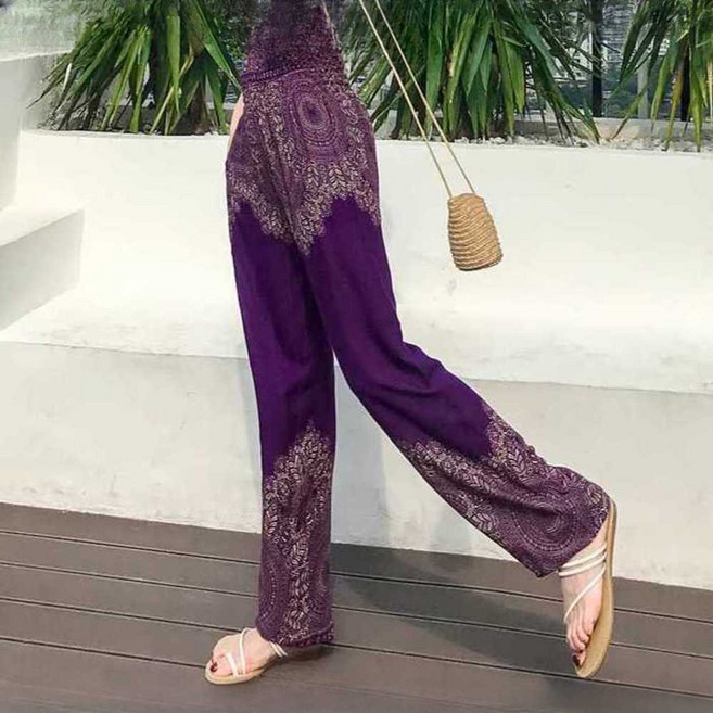 태국코끼리바지 와이드 시원한 실크 여름팬츠 냉장고 팬츠, 1개, 블루 XL