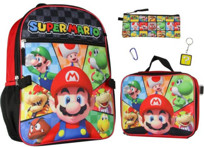 수퍼 마리오 Bowser Yoshi Luigi 5PC 런치 박스 + 백팩 세트 554510
