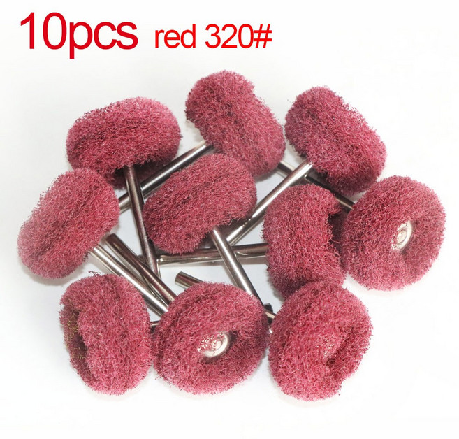 1 "울 펠트 그라인딩 샌딩 버핑 휠 2 35/3mm 생크 면사 Dril 용 미니 브러시, with 3mm shank, red P320 10pcs