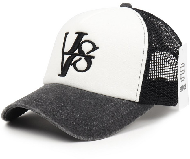 비토스 국내제작 빅자수 피그먼트챙 메쉬캡 남자 여자 여름모자 물놀이모자 망사모자