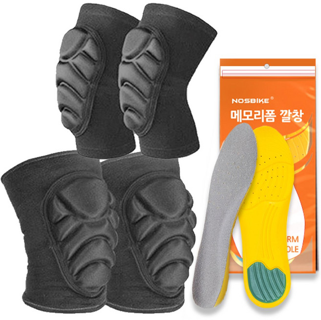 노스바이크 밀리터리세트 군대 군인 쿠션 깔창 무릎보호대 팔꿈치보호대 세트 NB-, 1세트, A.다크 블랙