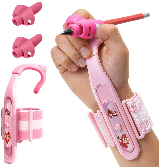 미니고 손목 손가락 연필 교정기 어린이 연필그립, 1세트, 러블리핑크