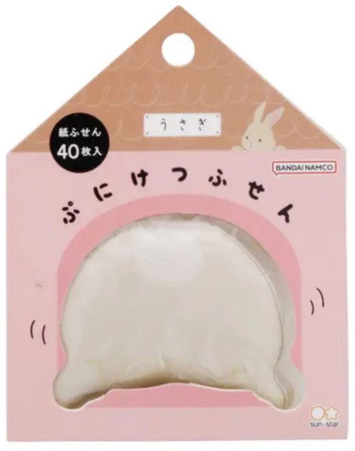 sun-star 柔嫩屁屁動物造型捏捏便條紙 40入, 兔子，柔嫩屁屁便利貼