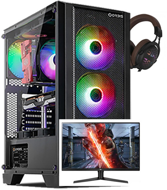 바른컴퓨터 게이밍 컴퓨터 풀세트 모니터포함 PC 롤 서든어택 배틀그라운드 피파, BAF-F17, 기본형