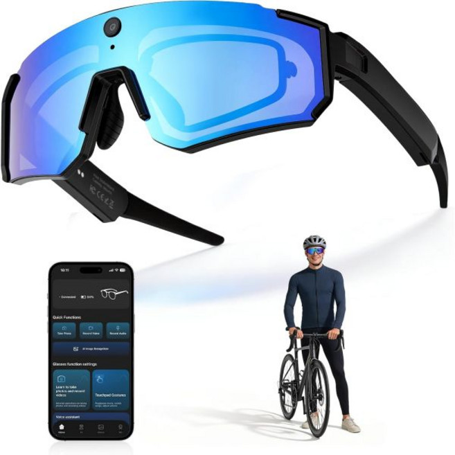 AI Smart Glasses with Camera 4K – Video Recording EIS Stabilization ChatGPT Enabled IP66 Waterproo, AI Smart Glasses with Camera 4