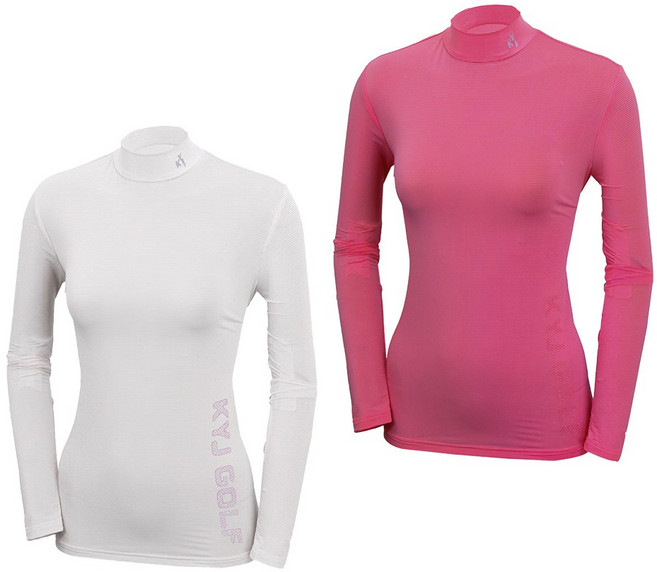 1+1 김영주골프 여성 여름 반목 긴팔 포인트 반폴라 티셔츠 아웃도어 스판 등산 티셔츠 9903