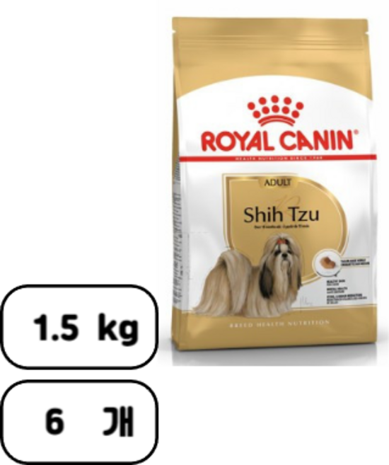 로얄캐닌 어덜트 곡물 인도어 시츄 사료, 1.5kg, 6개