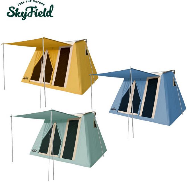 스카이필드 스프링 면 텐트 M (SF-TE-002)/ 감성 캠핑 하우스 그늘막 타프 방수 쉘터 글램핑 피크닉 장박 4인 6인, 스프링 M-그린