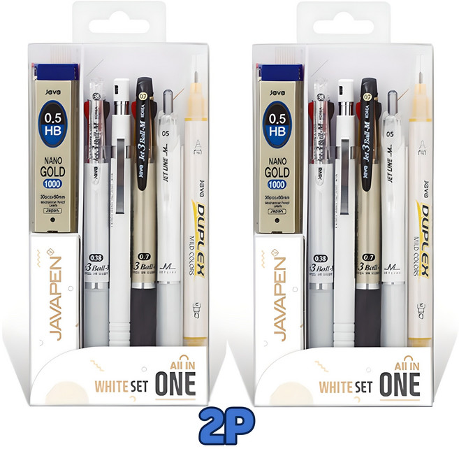 Otwo 필기구세트 자바펜 올인원 선물세트(2P), 1세트, 자바펜 화이트