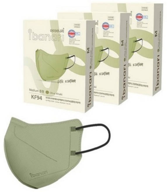 아이바나리 에어황사방역용 마스크 중형 KF94, 10개입, 2개, 올리브카키