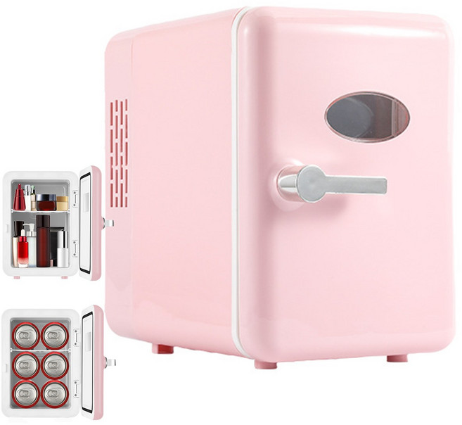 차량용 휴대용냉장고 다용도 화장품냉장고 4L 소형 가정용 과일 음료생수 저온 자동차캠핑 차박 낚시, 핑크색, 핑크색