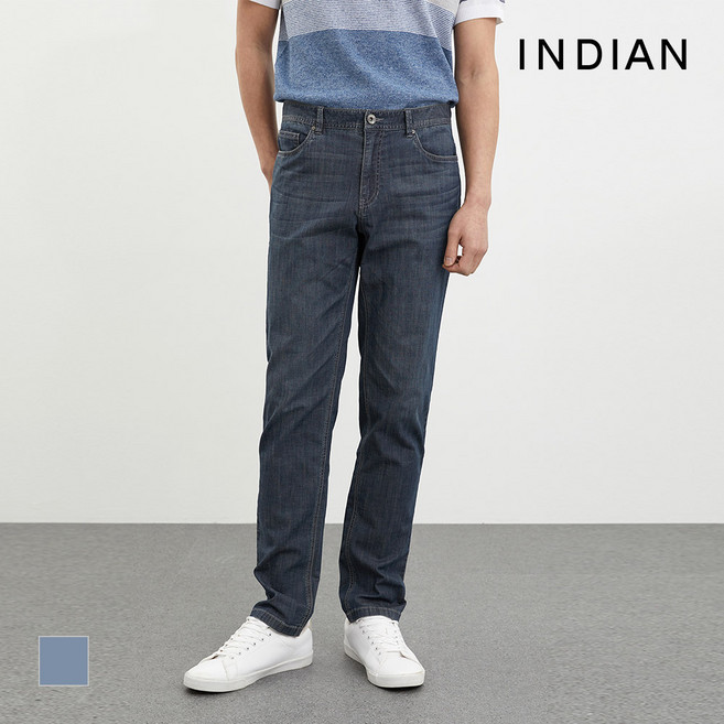 인디안 INDIAN 여름 슬림핏 밴딩 데님._MIUDL4M2361