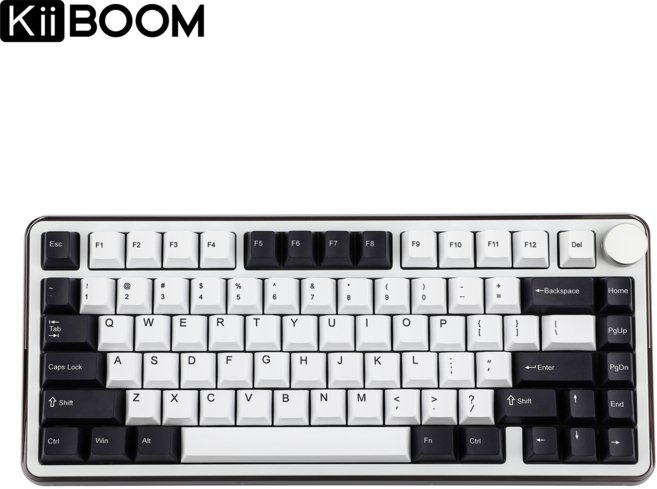 KiiBOOM Breeze 75 75% 81키 알루미늄 & 아크릴 핫스왑 유무선 기계식 키보드 체리프로파일 PBT 염료승화, Black White