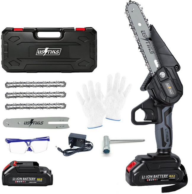 우스틴스 무선 소형 전기톱 체인톱, 1개, 배터리 1개