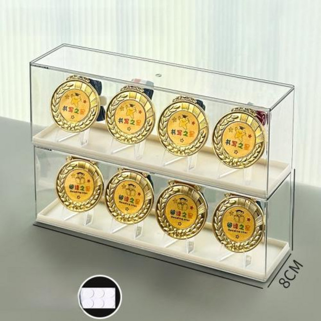 마라톤 메달거치대 인테리어 메달보관대 명예 메달 디스플레이 스탠드 배지 보관함 기념 동전 정리함 광택 표면 다기능 선반, 3)정사이즈 상자 2개⭐브래킷 홀더 10개  고정