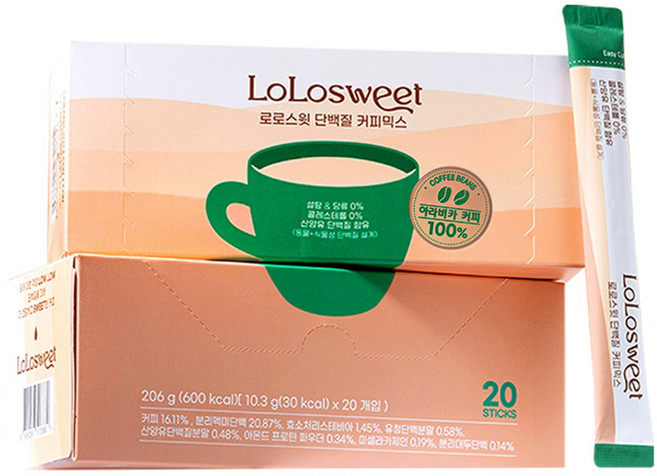 로로스윗 스테비아 단백질 프로틴 커피믹스 무설탕 당제로 제로슈가 커피, 10.3g, 20개입, 2개