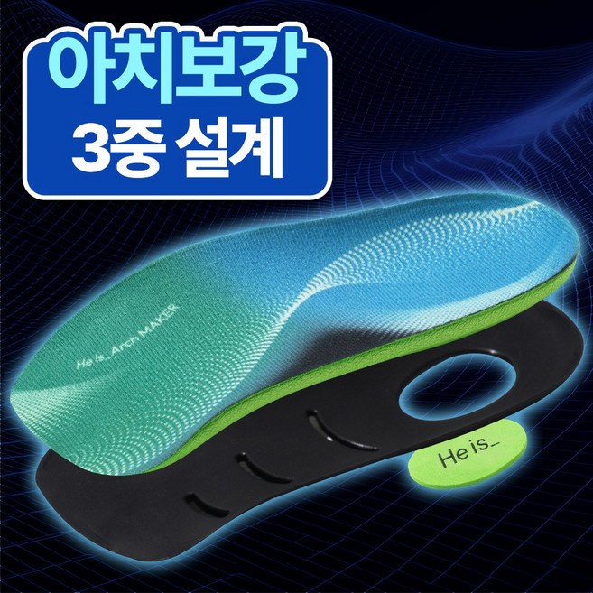 히이즈 아치메이커 기능성 깔창 아치 평발 요족 족저근막 자세 교정 자동 발 마사지 깔창