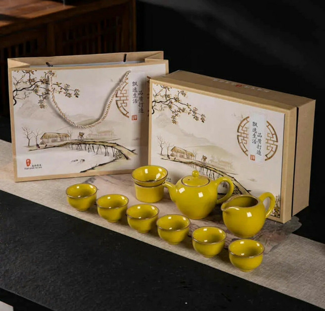 汝窯官窯陶瓷茶具套裝 禮盒, 如圖所示, 1個
