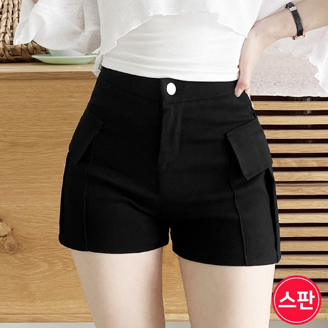 가비진 여성용 스판 쫀쫀 카고 4부 숏팬츠 스판반바지 스판바지 팬츠 바지