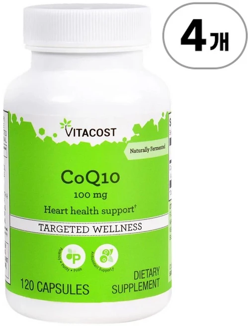 비타코스트 코큐텐 100mg Vitacost CoQ10 100 mg 120정, 4개 - 쿠팡