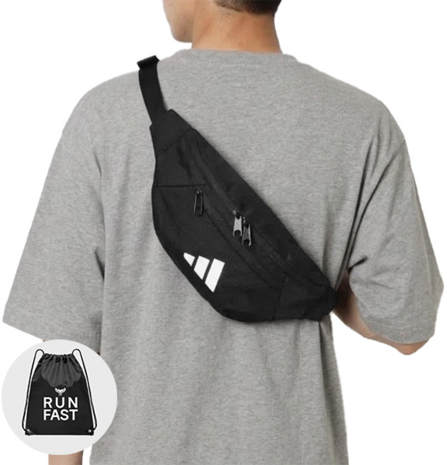 아디다스 웨이스트백 힙색 크로스백 심플로고 데일리 산책용 가방 허리색(MT짐색 지급), 1개, 블랙계열