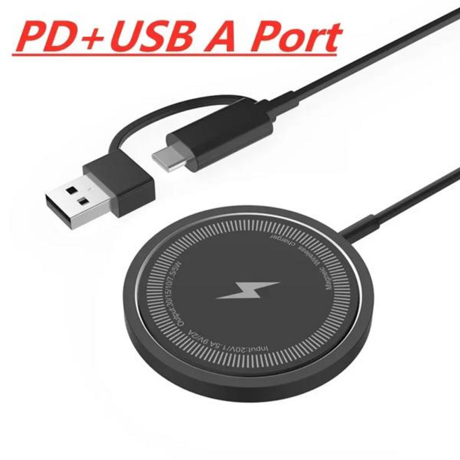 아이폰 5 2 3 4 프로 맥스용 마그네틱 무선 충전기 USB C 타입 삼성 S22 S23 울트라 플러스 고속 충전 30W, 04 PD and USB A