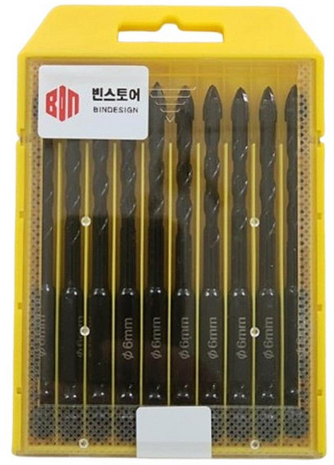 BINSTORE 타일 폴리싱 대리석 타공 만능 드릴 비트 6mm 10개세트, 1세트