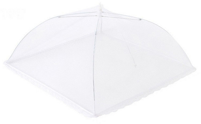 식품 커버 메쉬 접이식 빨 수있는 파리 테이블 곤충 방지 보호 접시 홈 액세서리, 01 WHITE