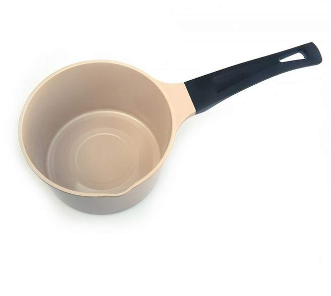 [특허] 신박한 고화력 라면냄비 세라믹(가스용 뚜껑없음) 1인용 2인용 겸용 편수 라면 냄비, 1개, 베이지, 17cm