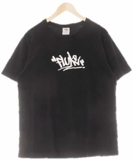 7902 플루크 블랙 프린팅 면혼방 레터링루즈반팔티 [XL]