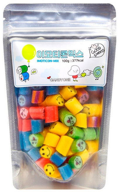 캔디원 수제 캔디 이모티콘 믹스 파우치, 1개, 100g