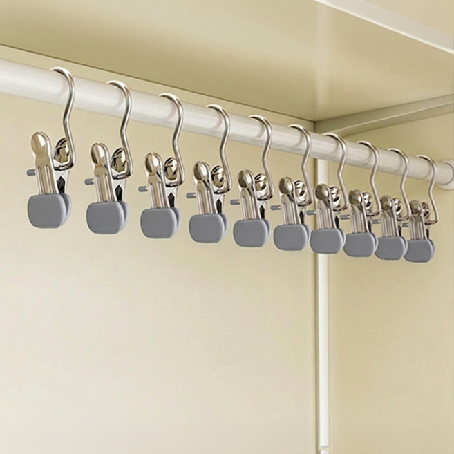 넓은 논슬립 스테인리스 바지 집게 옷걸이, 10개, 그레이