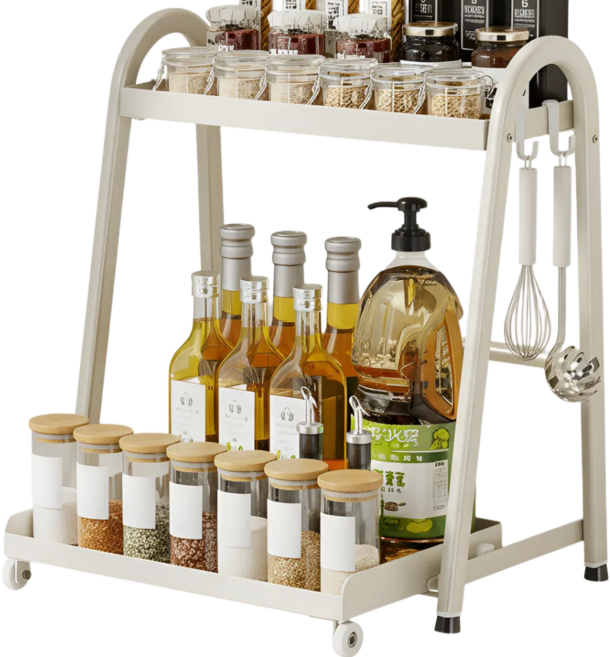 모엔데이 철제 슬라이딩 선반 양념통 정리함, 화이트, 1개