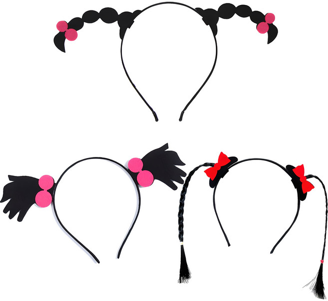 미미파티 재밌는 웃긴 소품 파티 머리띠 3종 세트, 삐삐, 1세트