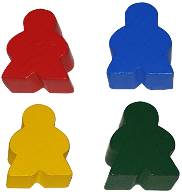 우드 미플 마커 4색세트 보드게임부품 사람모양게임말 no2319, 1세트