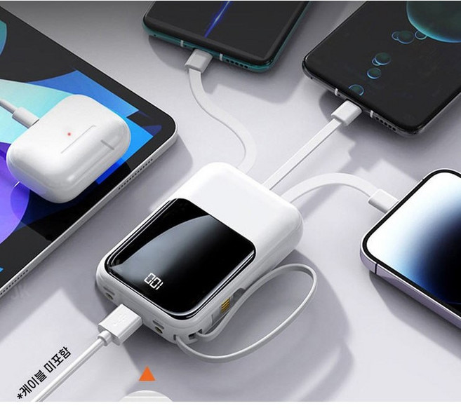 [엑스트라] 볼트 S16 LED 4in1 케이블내장 10000mAh 보조배터리, 블랙