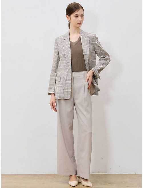 쉬즈미스 고품격 클래식 린넨 원버튼 체크 자켓 택가격 398000원