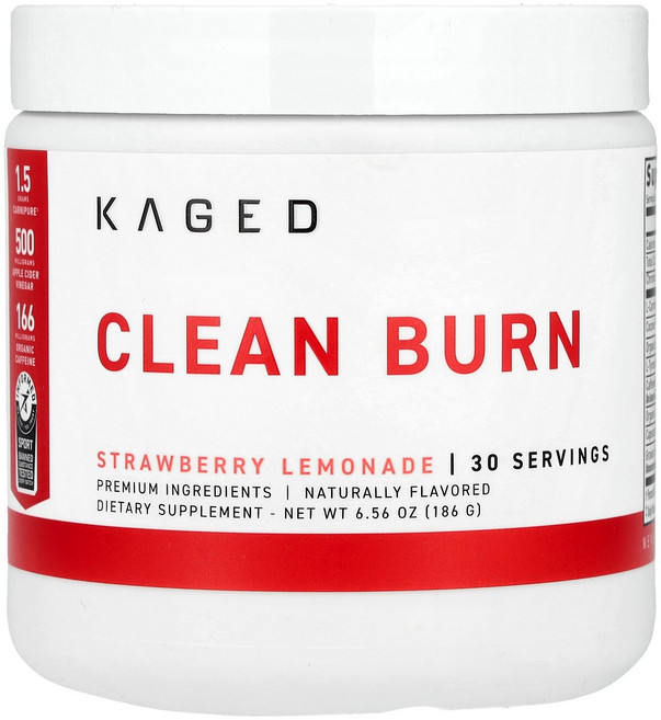 Kaged Clean Burn Strawberry Lemonade 6.56 oz (186 g), Kaged, Clean Burn, Strawberry, 186g, 1개