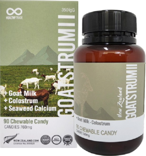 헬시트레이드 뉴질랜드 고트스트럼 츄어블캔디 초유 산양유 단백질 해조분말 호주뉴질랜드면세점 GOATSTRUM 2, 90정, 1개