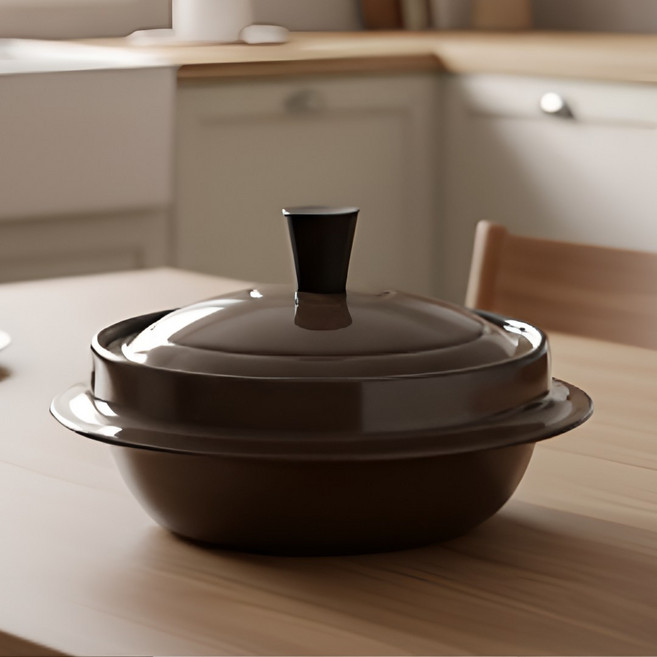 [인덕션 OK] 디앤빌 황토 코팅 법랑 무쇠 주물 솥밥 냄비 (국내생산), 1개, 냄비(대), 20cm