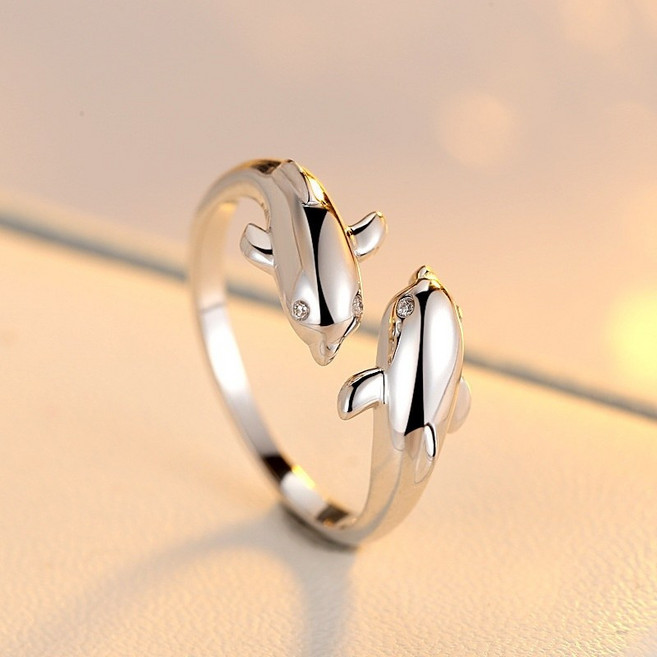 물고기반지 귀여운 실버s925 행운쌍돌고래 은반지/고급 케이스 증정